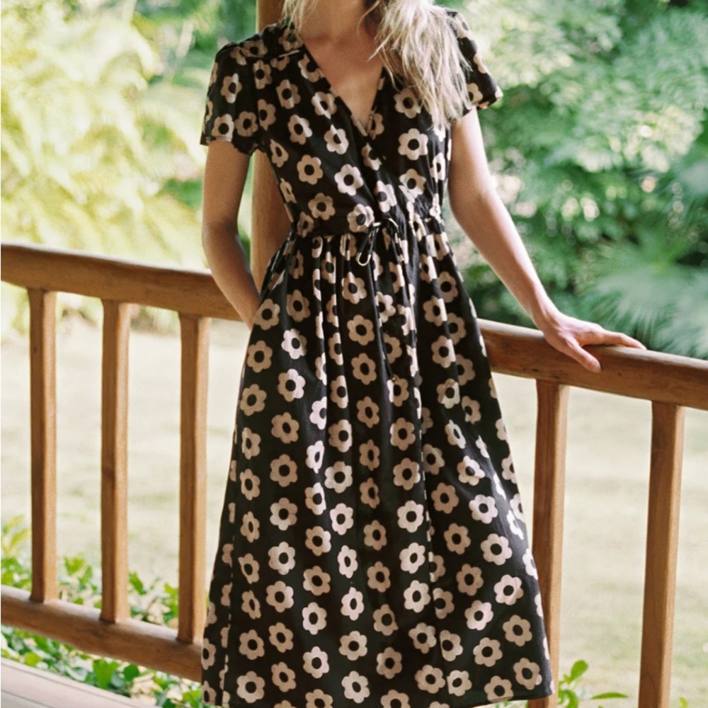 Christy Dawn Black Noir Floral Black and Cream Dress